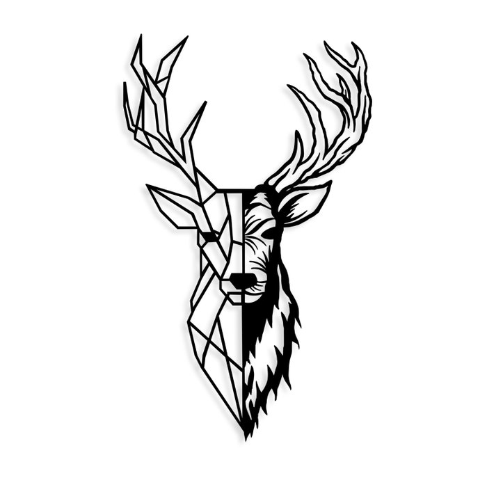 Wallity Red Deer 2 Escultura de pared de metal negra